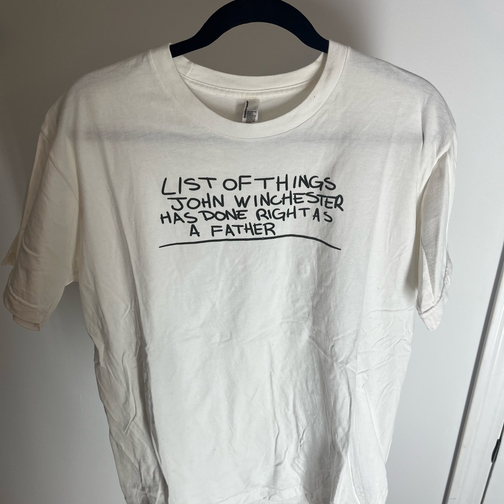 American Apparel White Short Sleeve Tee with Handwritten Graphic